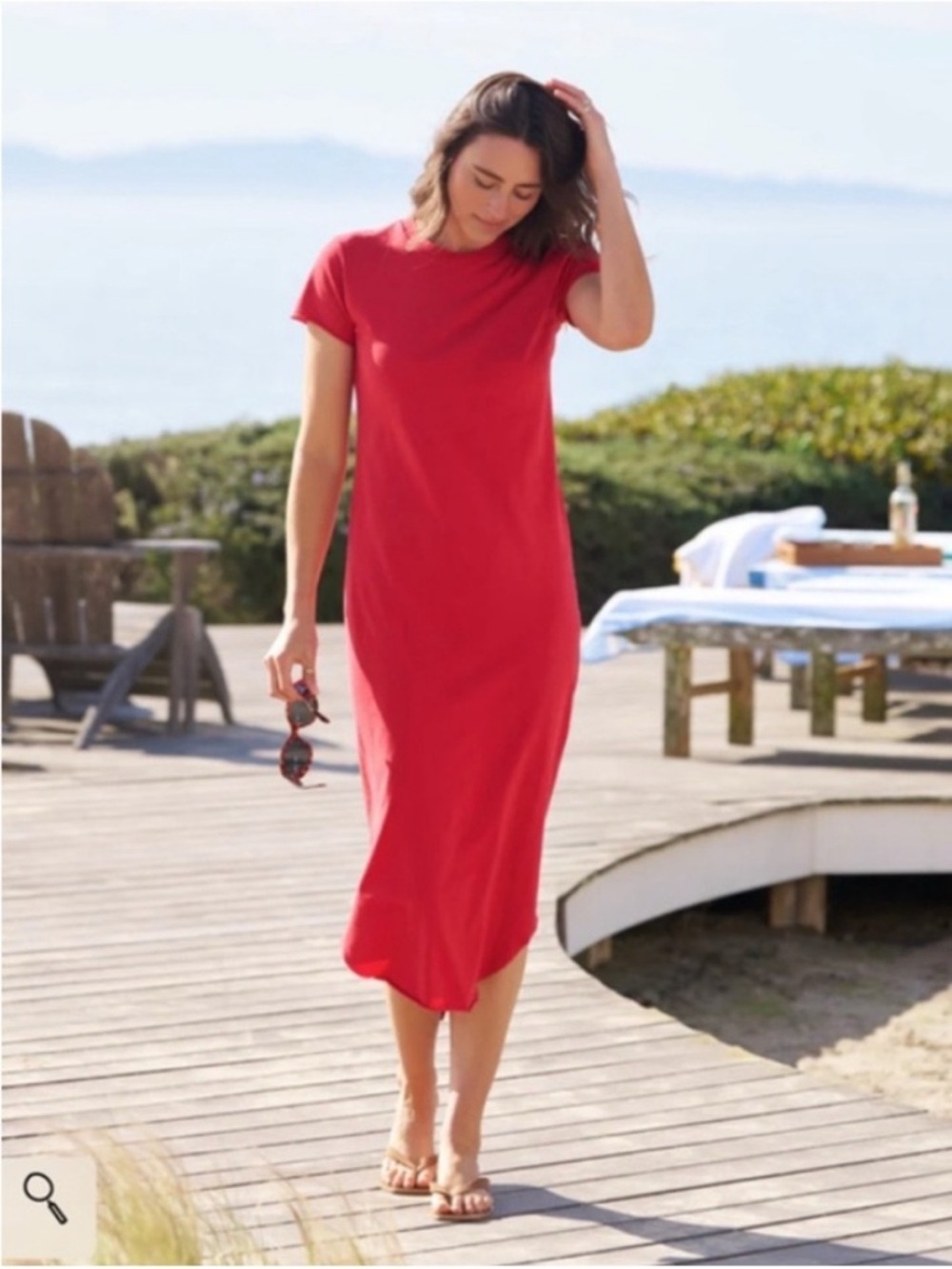 Frank & Eileen Red Crewneck Maxi Dress